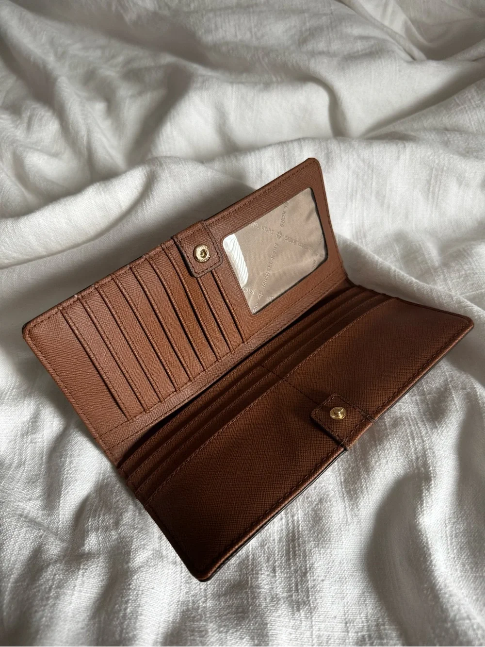 Michael Kors Brown Saffiano Leather Wallet with Gold Logo
